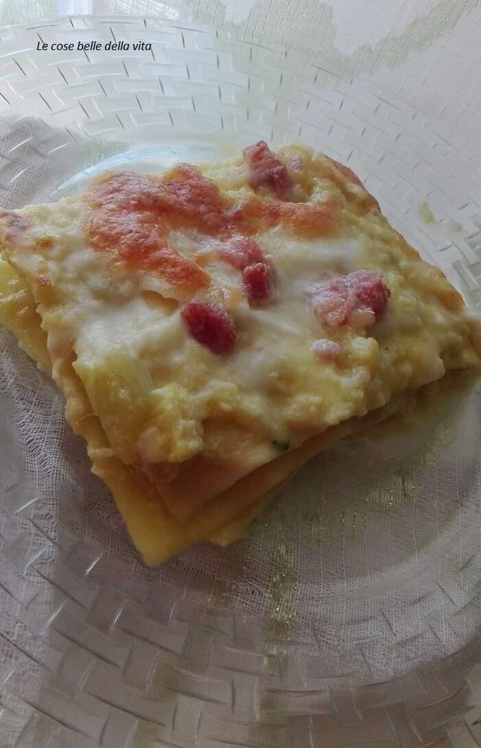 Lasagna con cavolfiore e pancetta