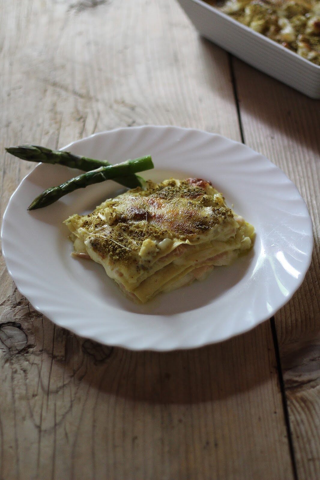 Lasagne agli asparagi e granella di pistacchi