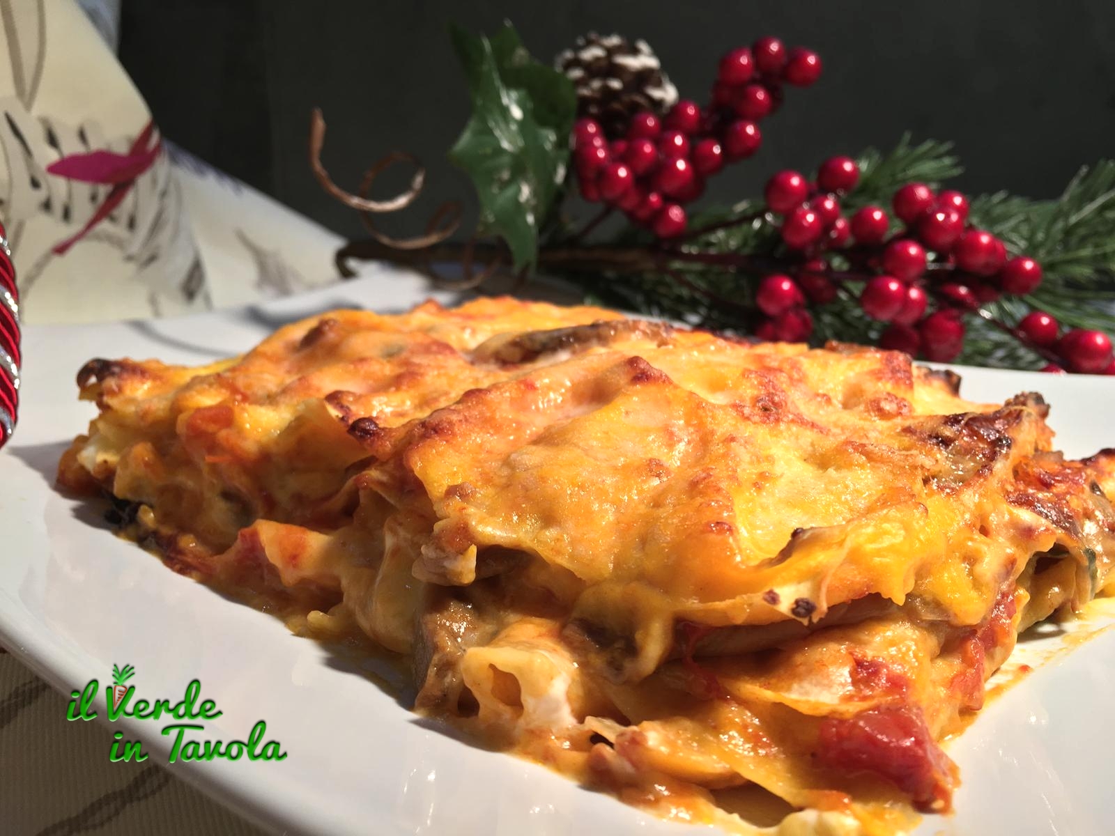 Lasagne ai funghi con besciamella alla zucca