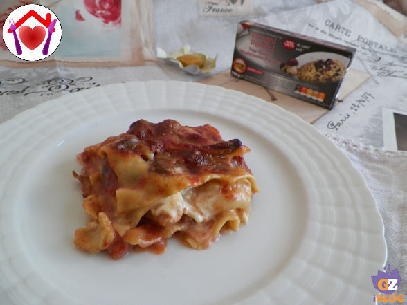 Lasagne ai funghi con speck, taleggio e besciamella vegetale