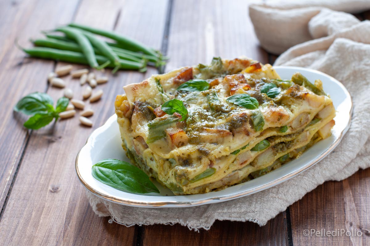 Lasagne al pesto con fagiolini e patate
