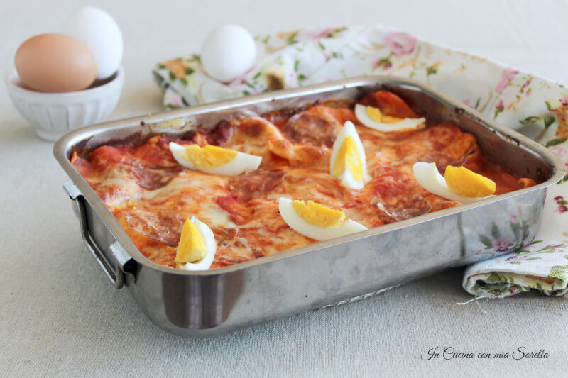 Lasagne al salame e uova sode
