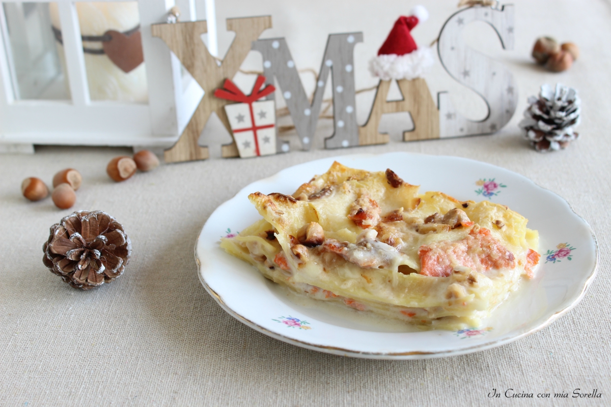 Lasagne al salmone e nocciole