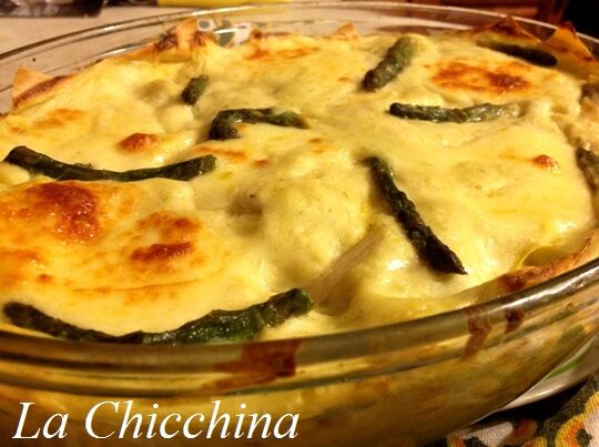 Lasagne alla crema di asparagi e scamorza