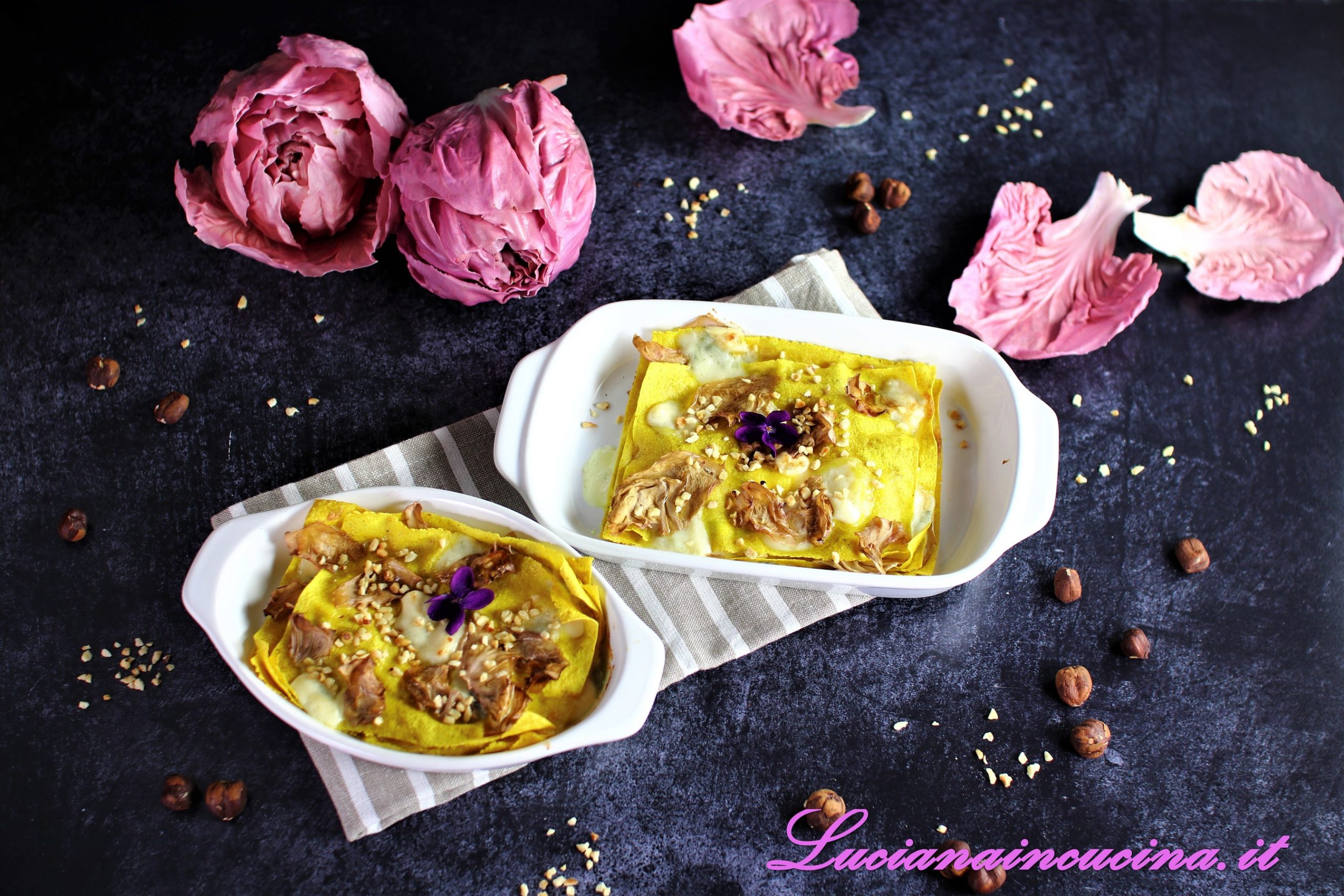 Lasagne alla curcuma con rosa di verona