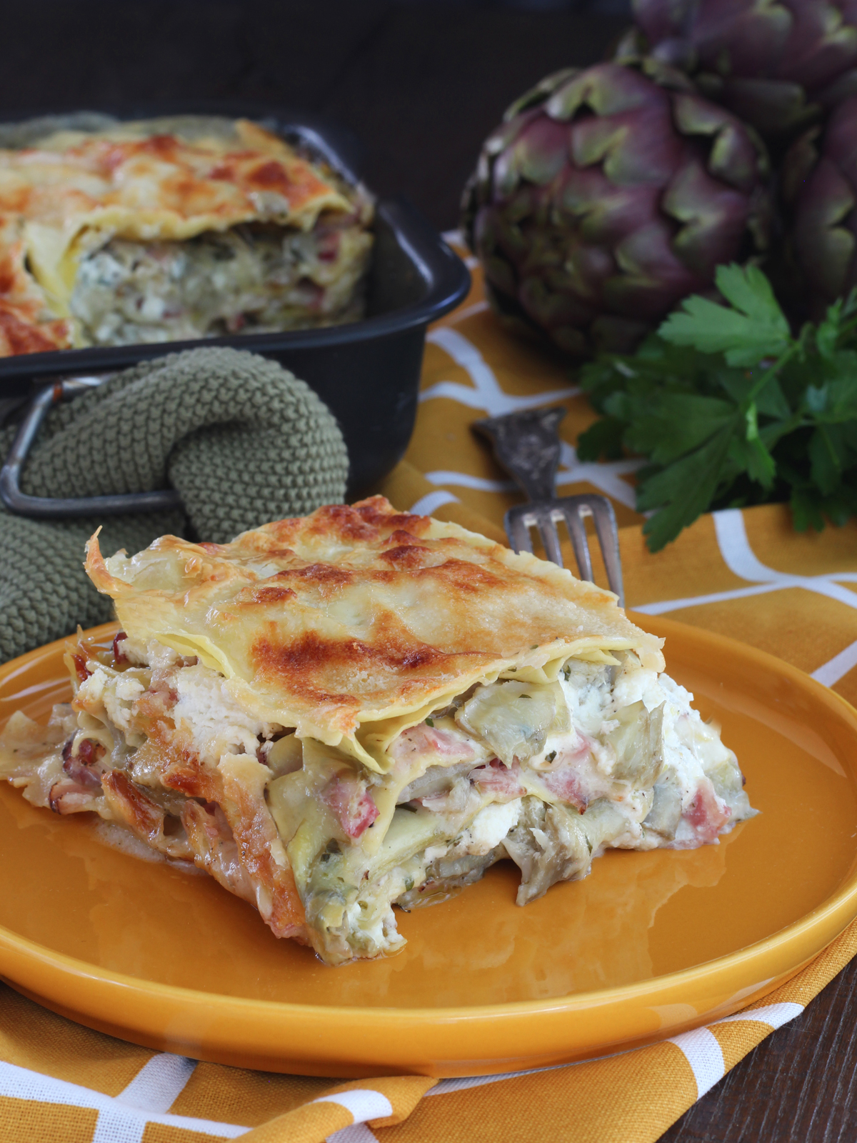 Lasagne carciofi e speck
