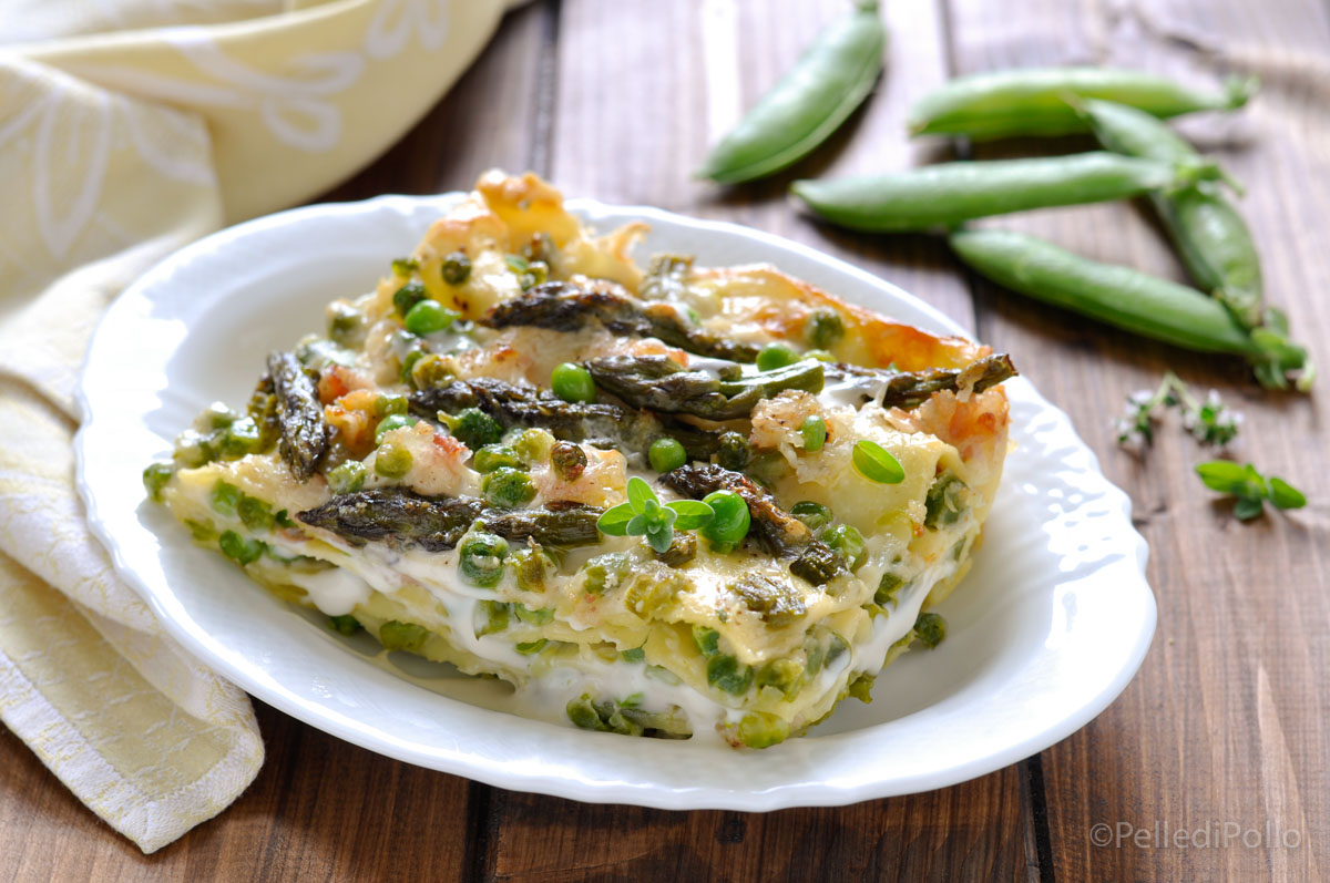 Lasagne con asparagi e piselli