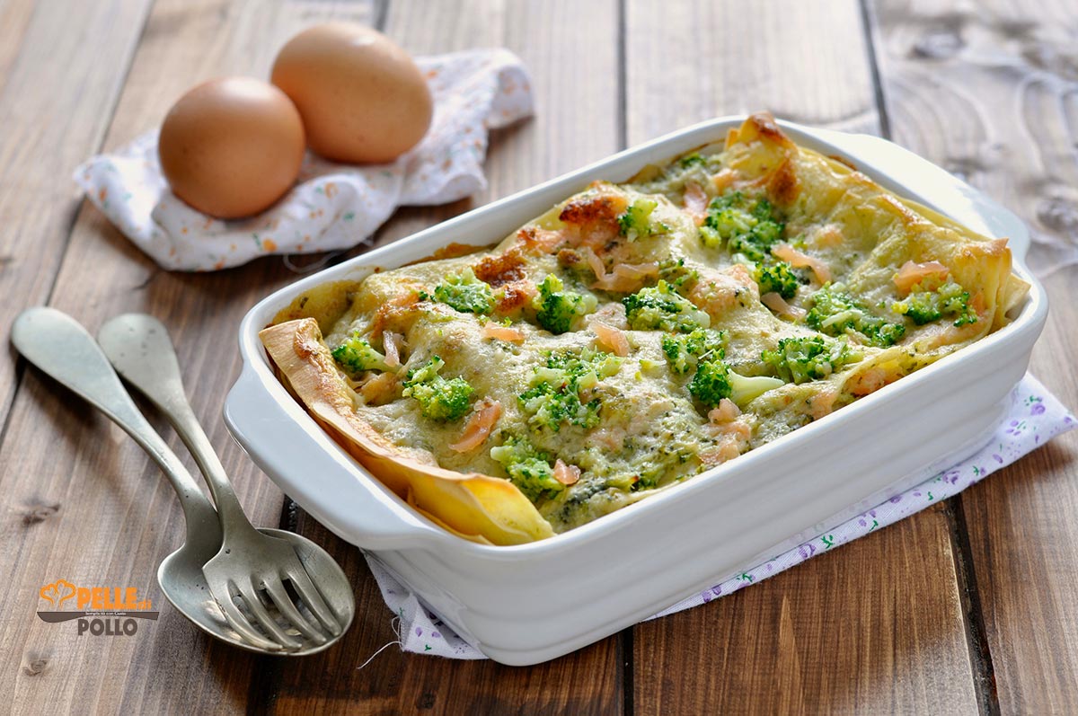 Lasagne con broccoli e salmone affumicato