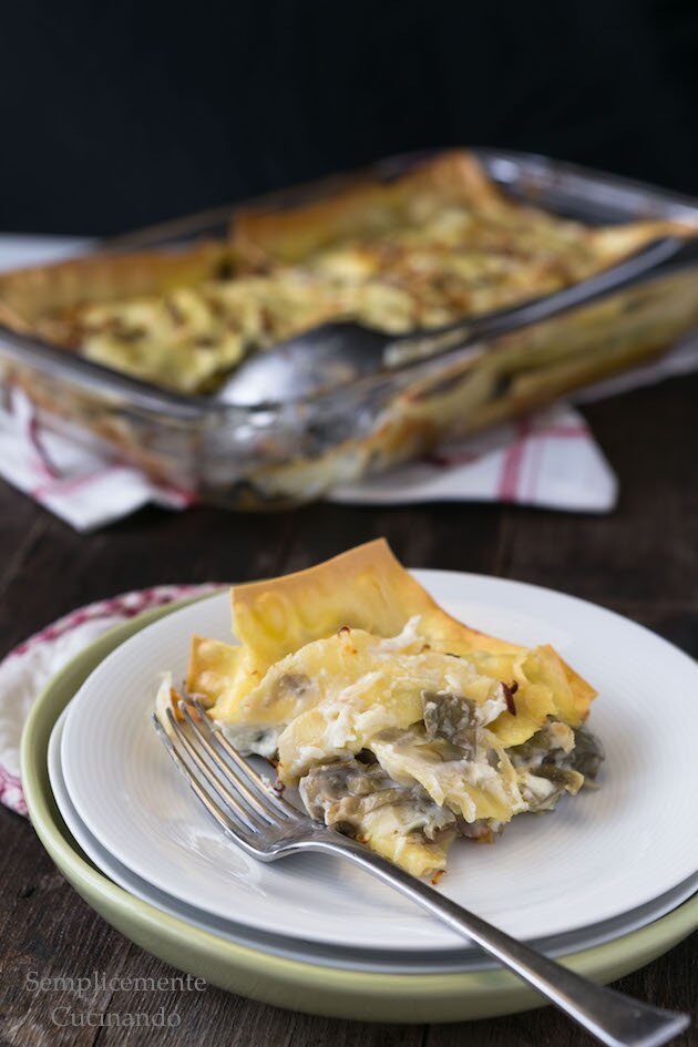 Lasagne con carciofi profumate al limone