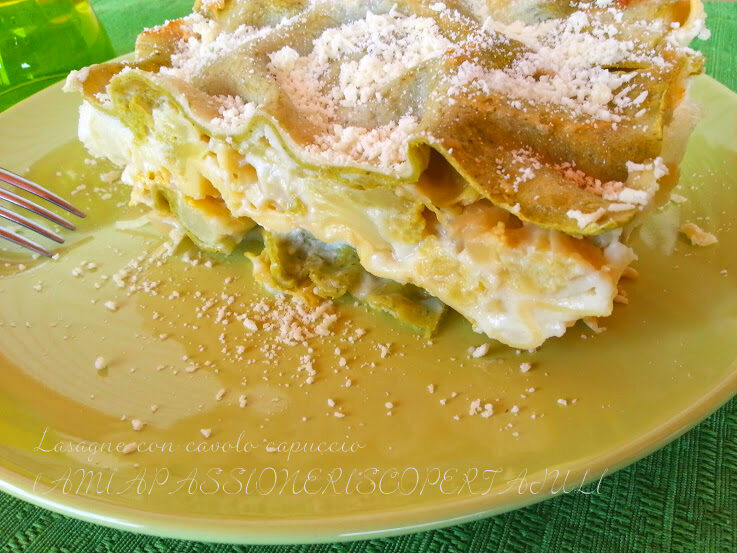 Lasagne con cavolo capuccio, broccolo, parmigiano besciamell