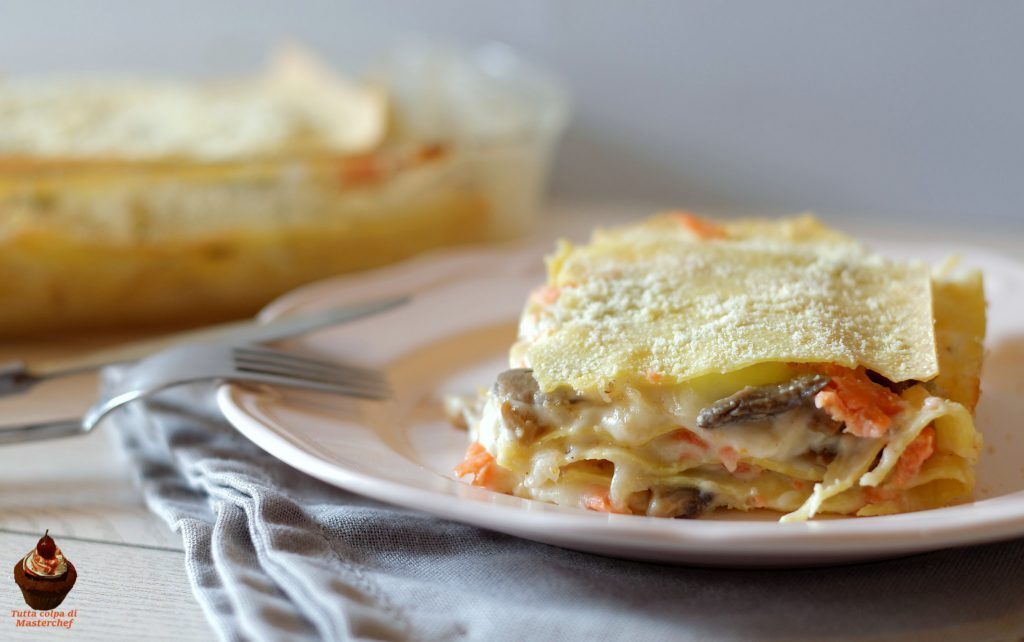Lasagne con funghi e salmone