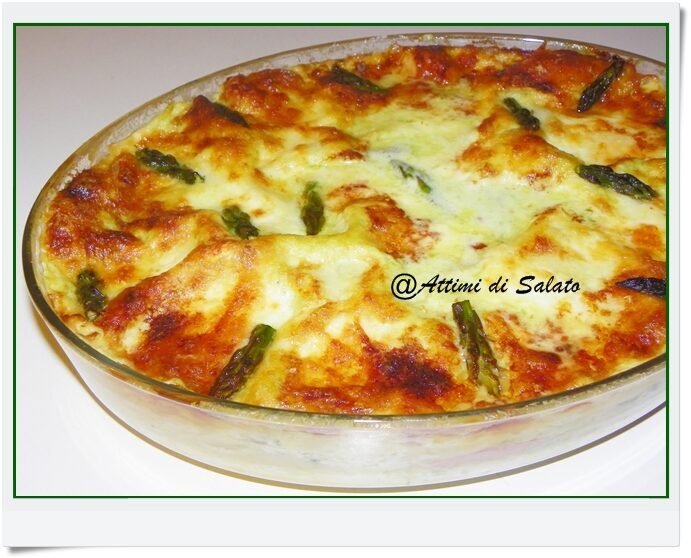 Lasagne con luppolo asparagi e prosciutto cotto