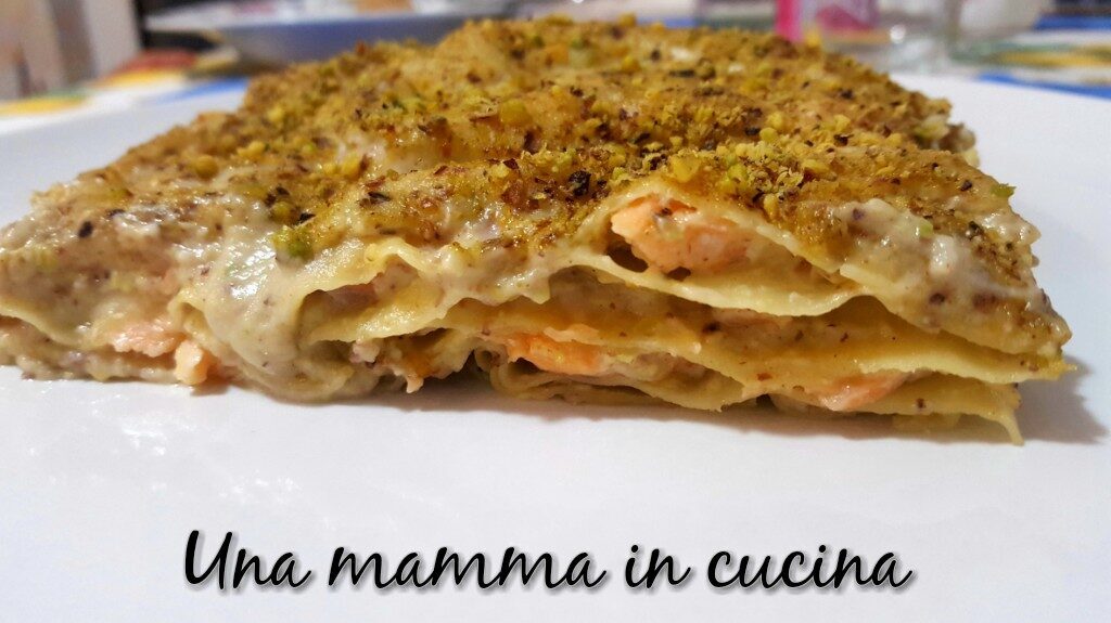 Lasagne con pistacchi e salmone