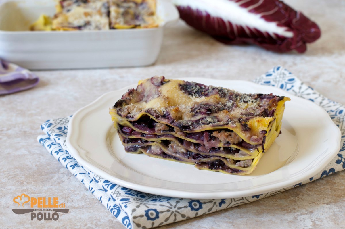 Lasagne con radicchio e salsiccia