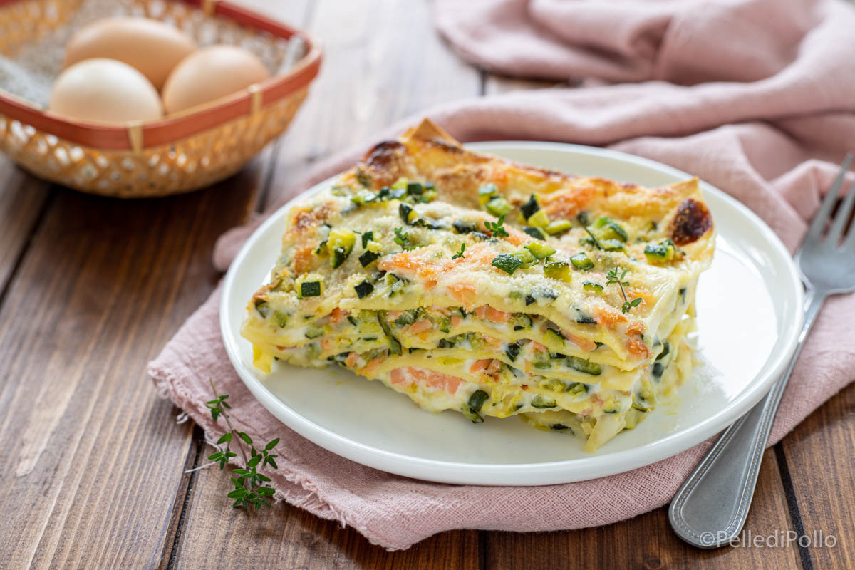 Lasagne con salmone e zucchine