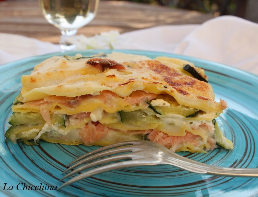 Lasagne con salmone, zucchine e robiola
