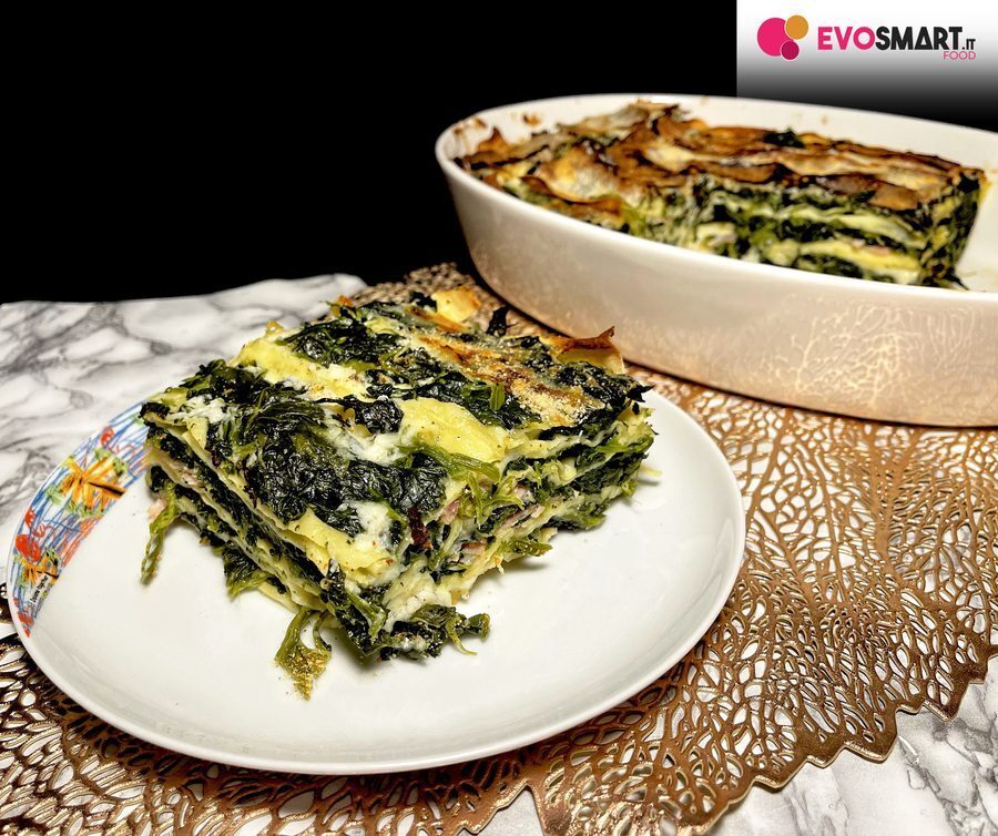 Lasagne con spinaci e prosciutto cotto