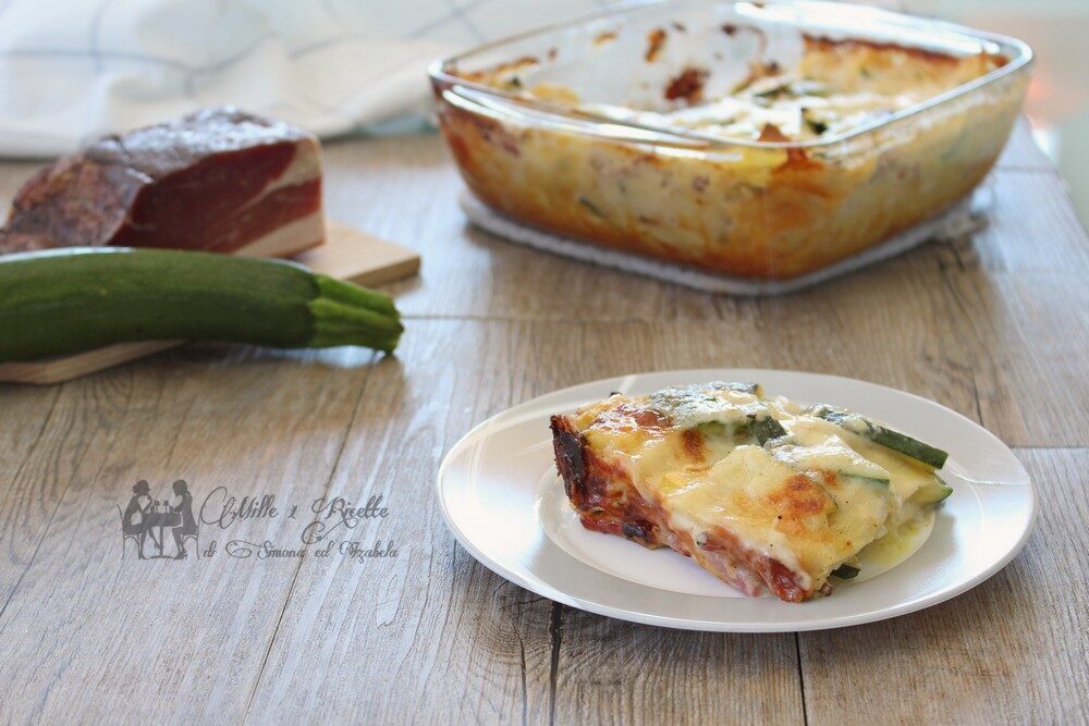 Lasagne cremose con zucchine,speck e scamorza