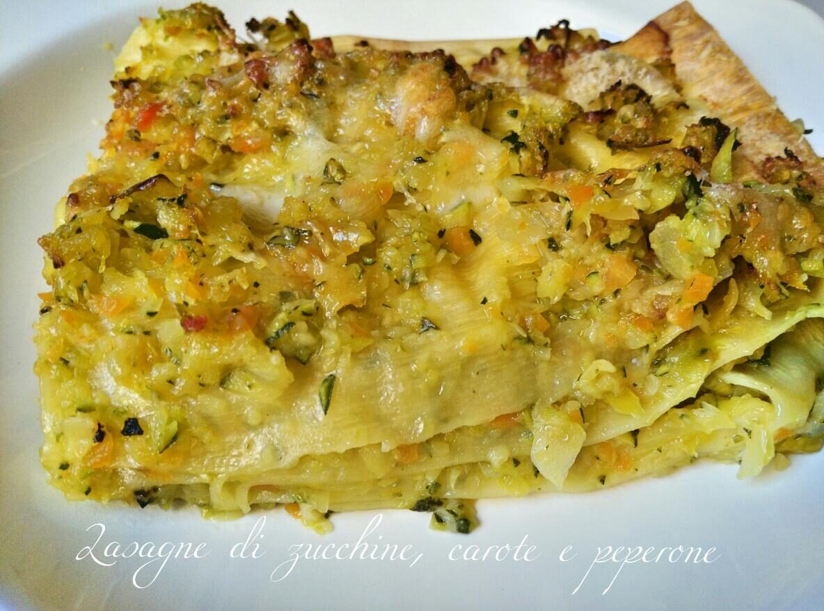 Lasagne di zucchine, carote e peperone