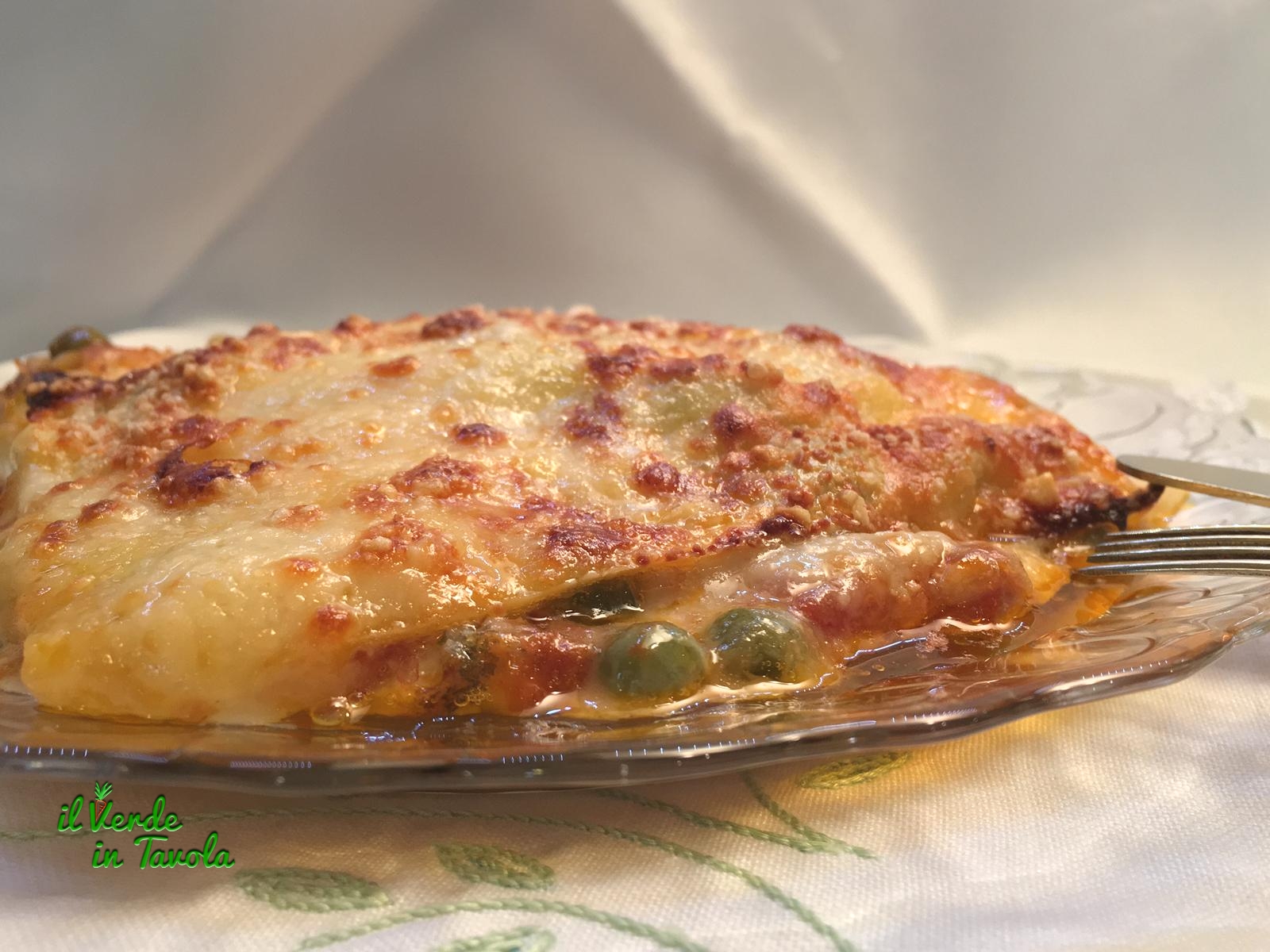 Lasagne fave, piselli e formaggi