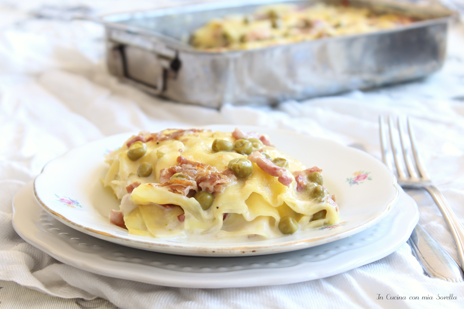 Lasagne pancetta e piselli