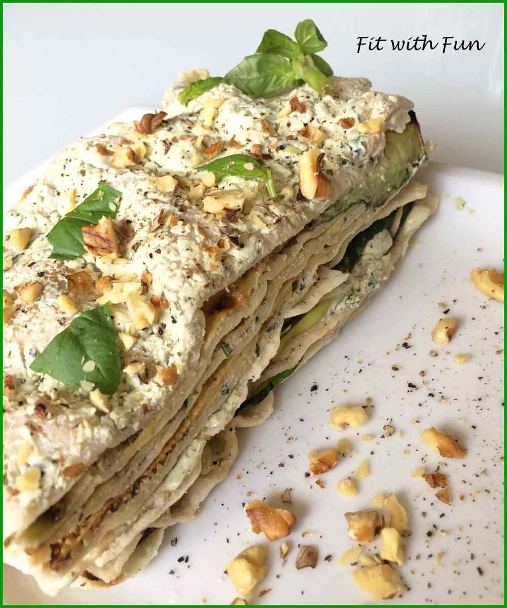 Lasagne veloci e light con pane carasau e crema di verdure