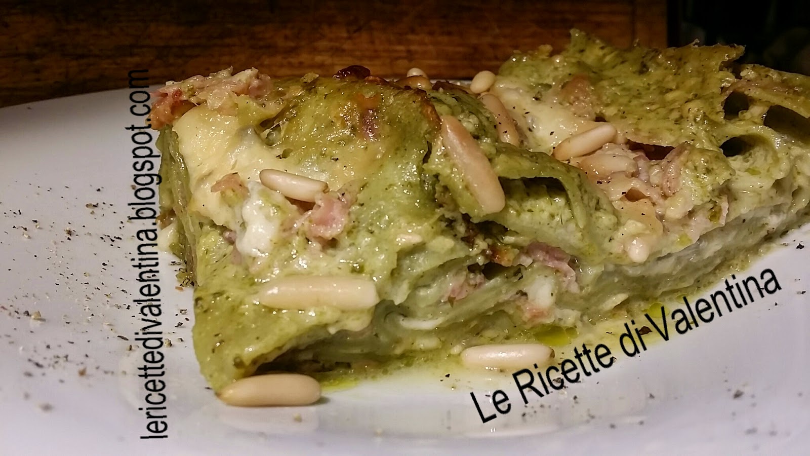 Lasagne verdi al pesto genovese mascherato….pesto, gorgonzola, prosciutto cotto