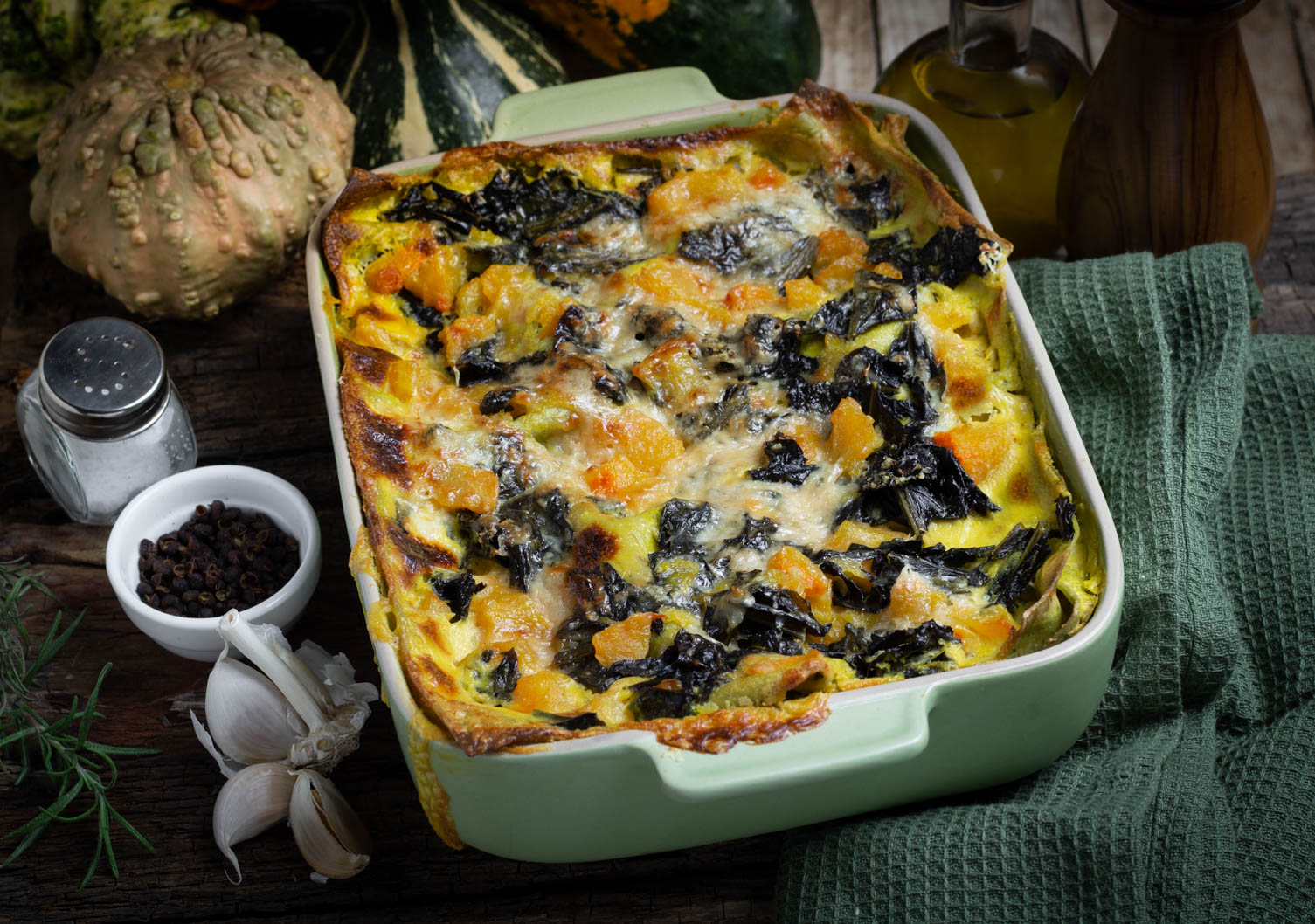 Lasagne verdi alla zucca e cavolo nero