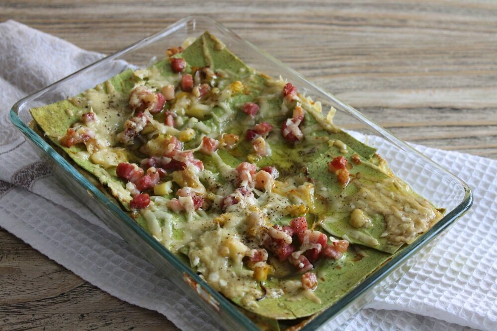 Lasagne verdi con asparagi bianchi e pancetta