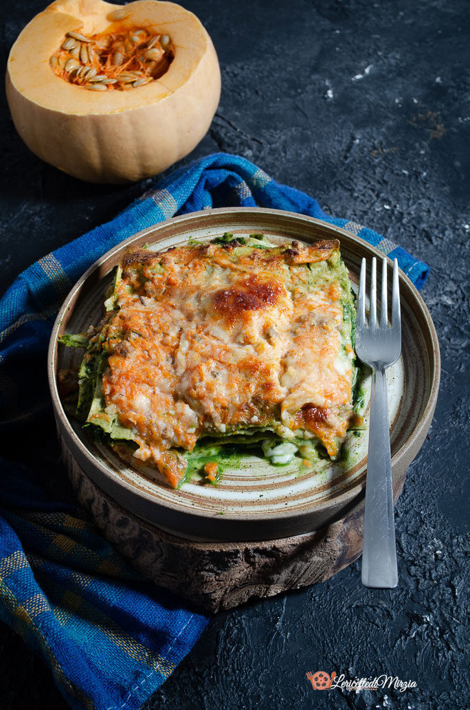 Lasagne verdi con zucca e pesto di cavolo nero