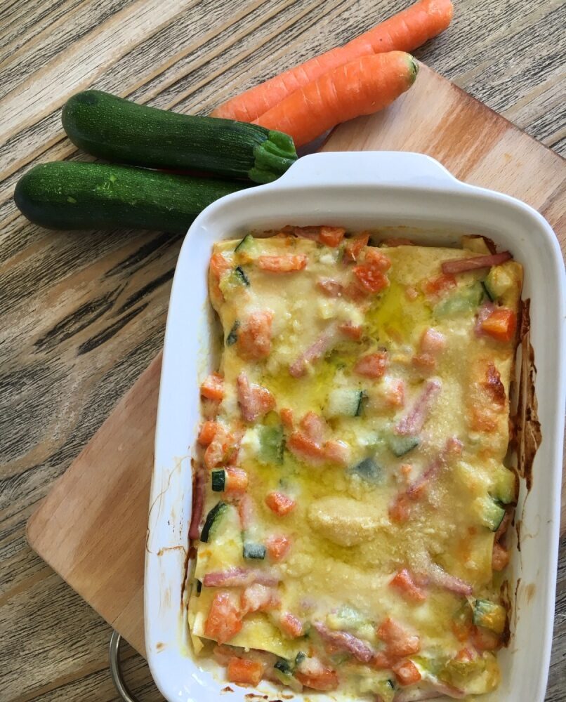 Lasagnetta carote, zucchine, fiori di zucca e…