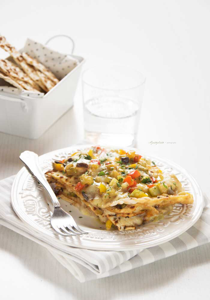 Lasagnette estive di pane azzimo con verdure