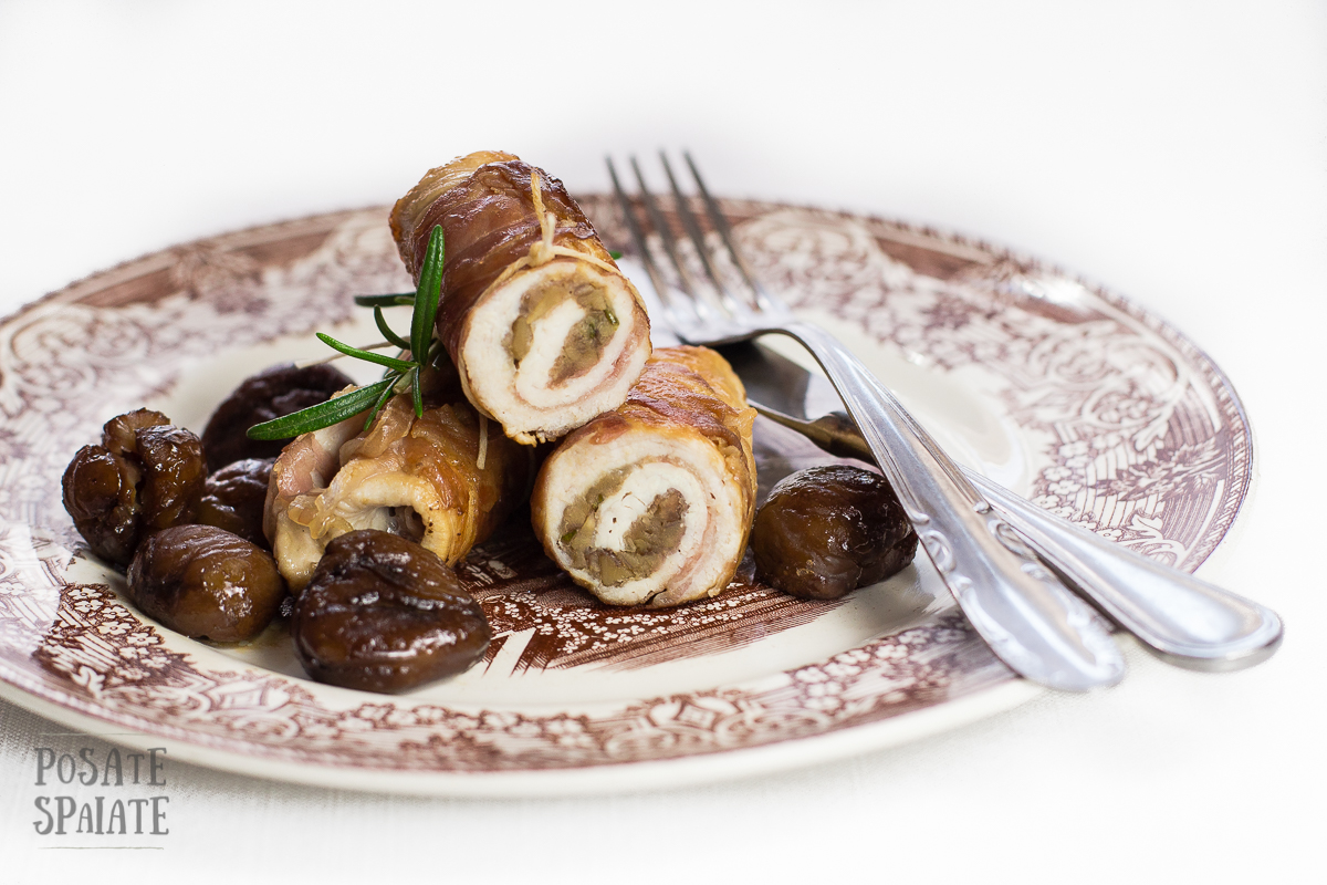 Le rolatine di tacchino con castagne e pancetta