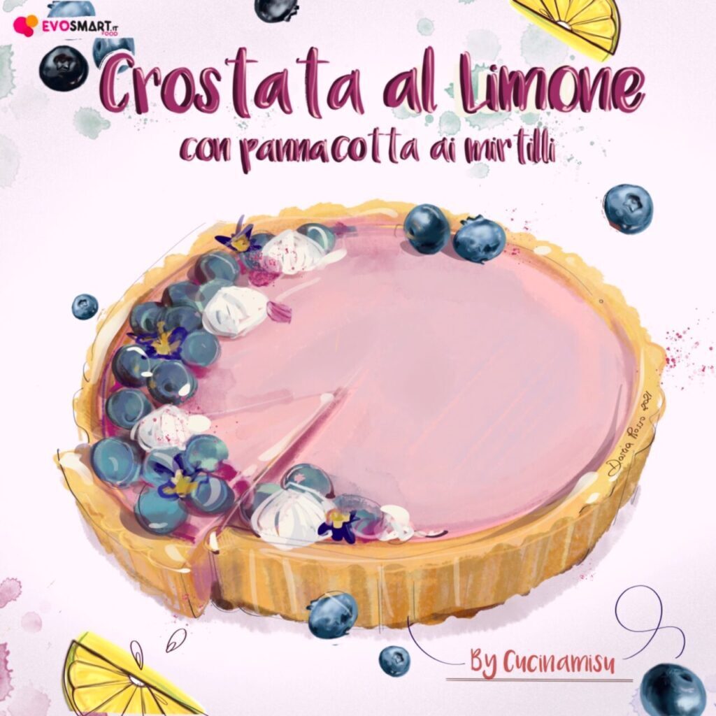 Le vostre ricette disegnate da daria rosso: ecco la crostata con panna cotta ai mirtilli di mariagrazia