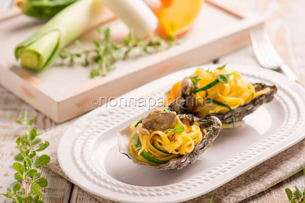 L’eleganza a tavola con i tagliolini nelle ostriche
