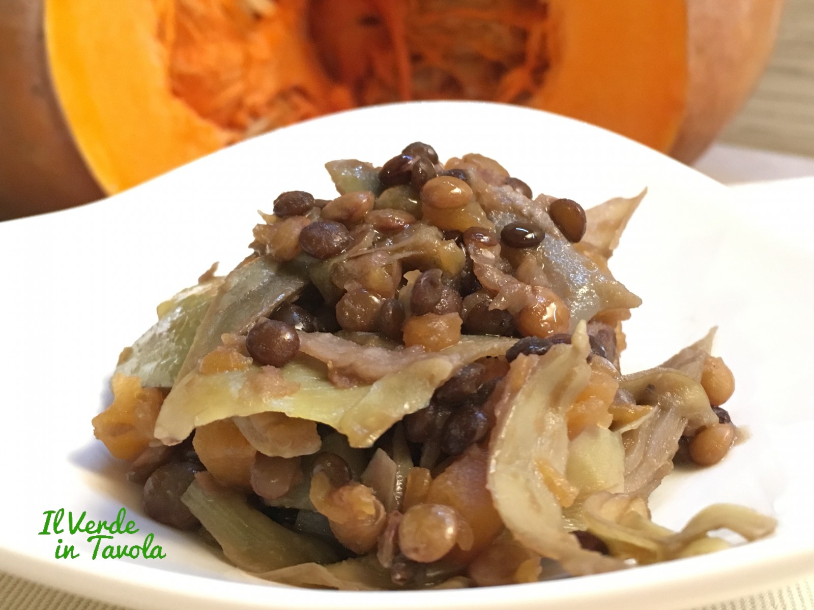 Lenticchie con carciofi e zucca