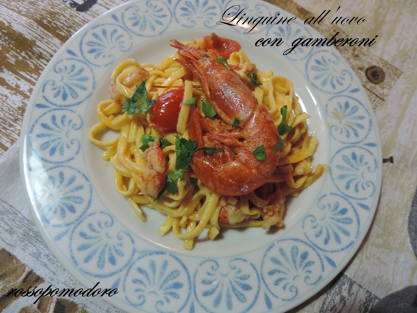 Linguine all’uovo con gamberoni