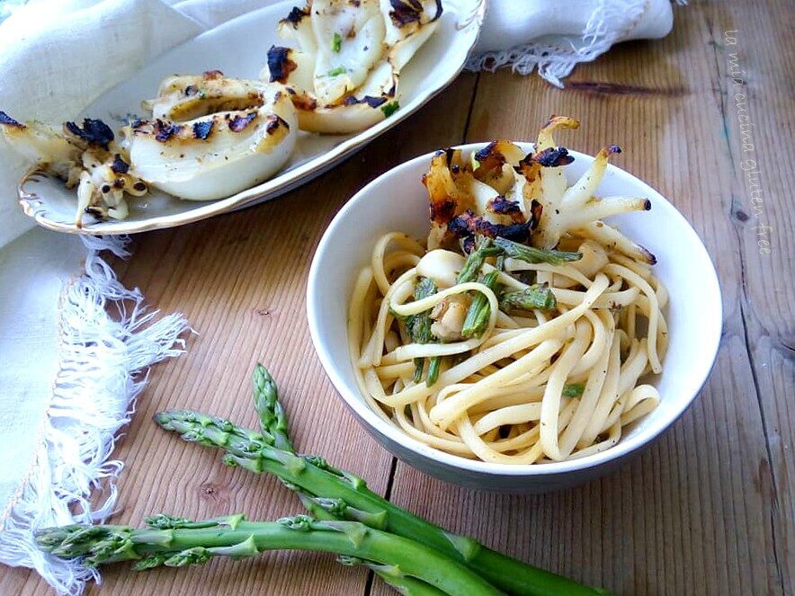 Linguine con asparagi e seppie