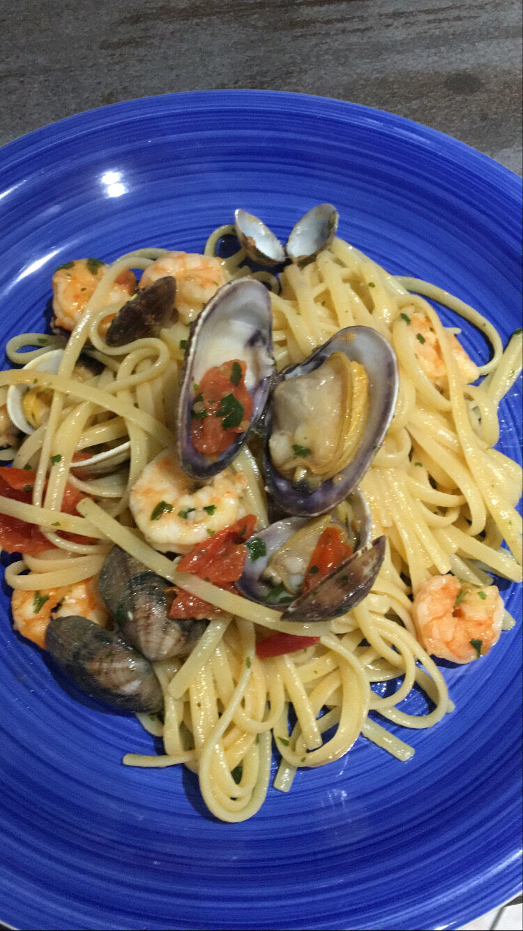 Linguine con cozze e mazzancolle