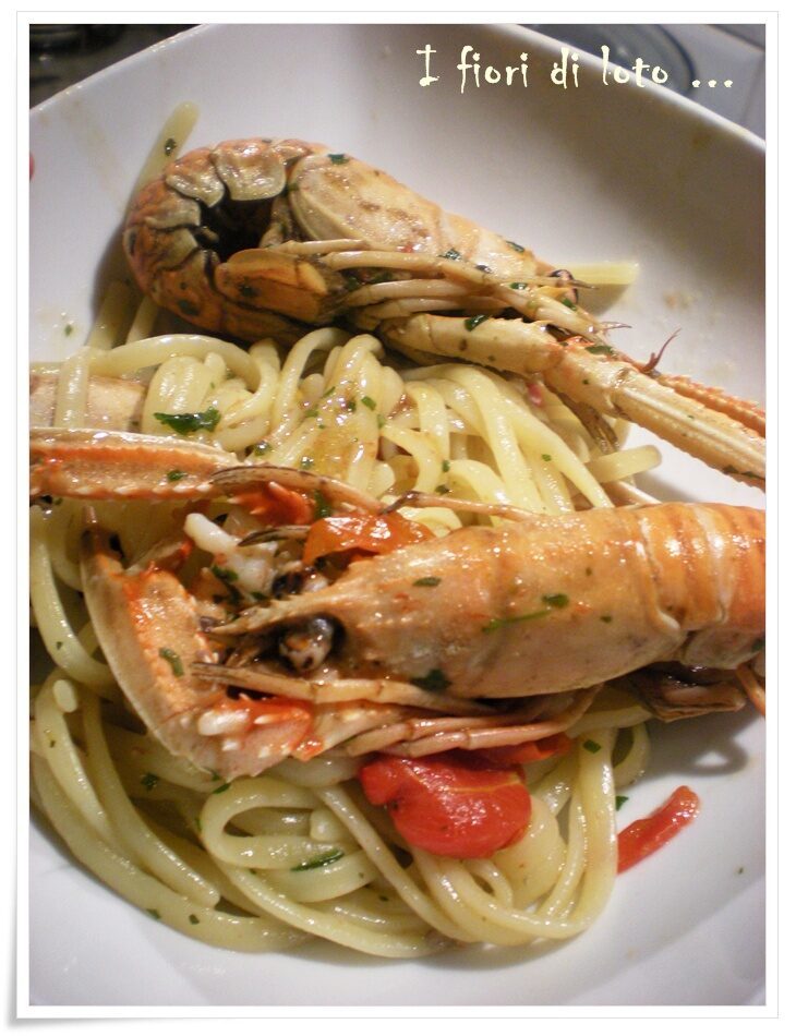 Linguine con gli scampi alla busera