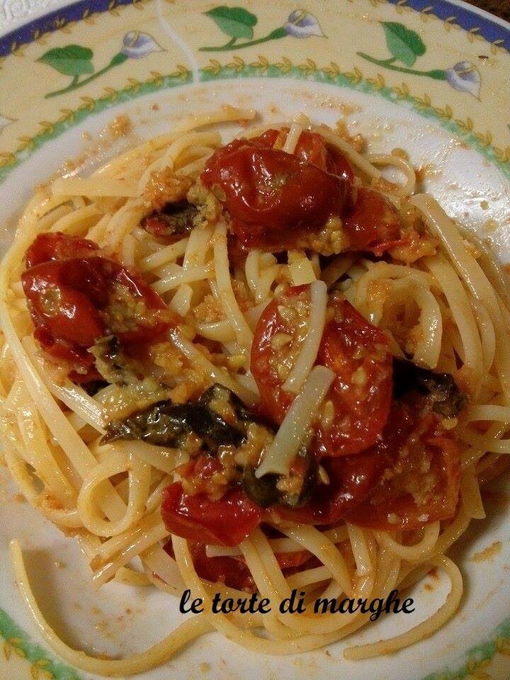 Linguine con pomodorini gratinati…….