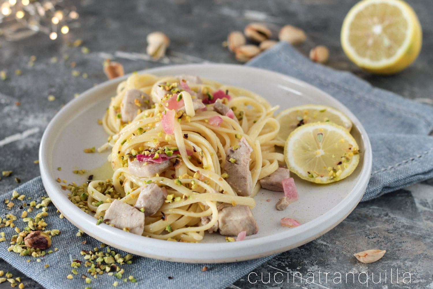Linguine con tonno e limone