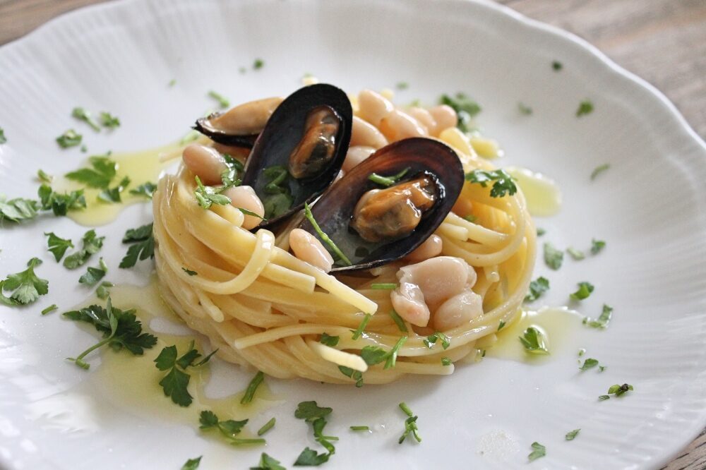 Linguine cozze e cannellini pronti in 02