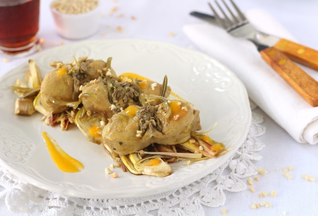 Lombatine di coniglio ai carciofi e mandarino