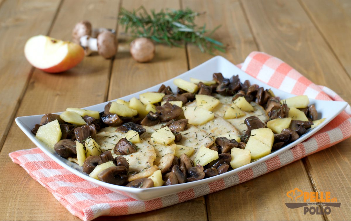 Lonza di maiale alle mele e funghi
