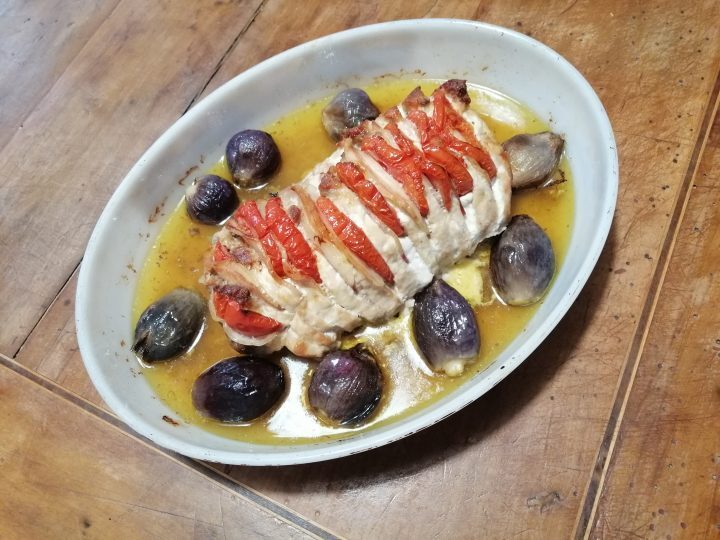Lonza di maiale farcita al forno
