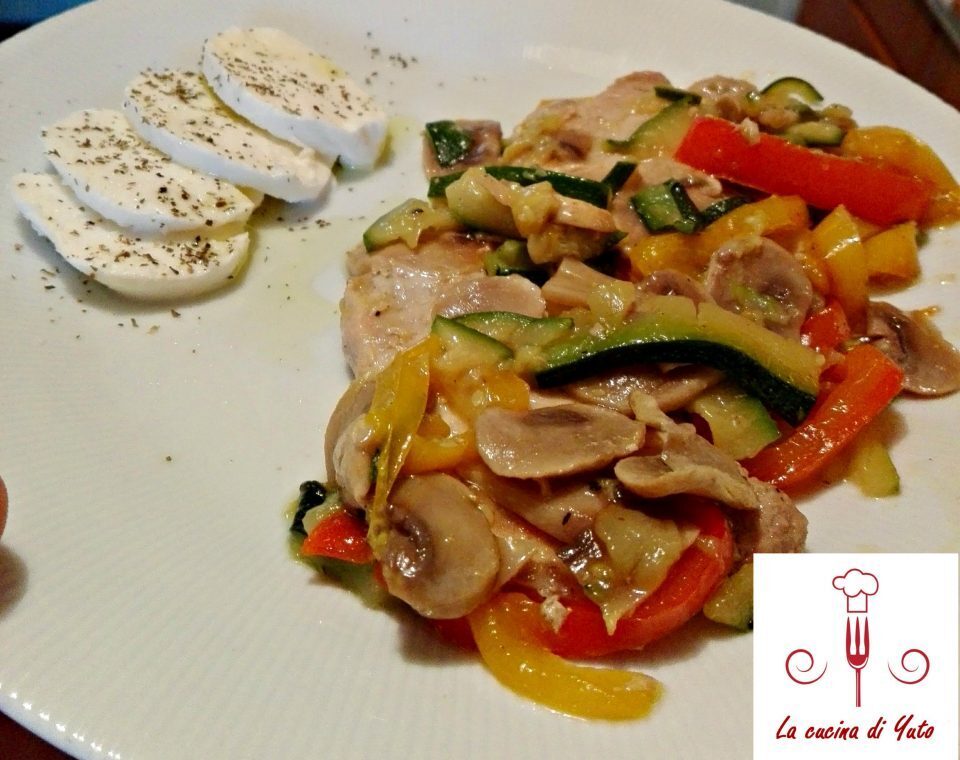 Lonza di maiale in padella con verdure