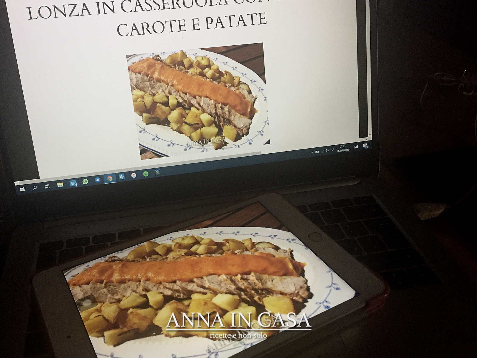 Lonza  in casseruola con salsa di carote e patate