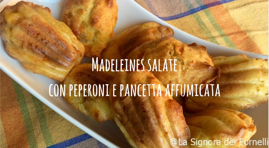 Madeleines salate con peperoni gialli e pancetta affumicata