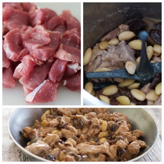 Maiale con mandorle e prugne col bimby